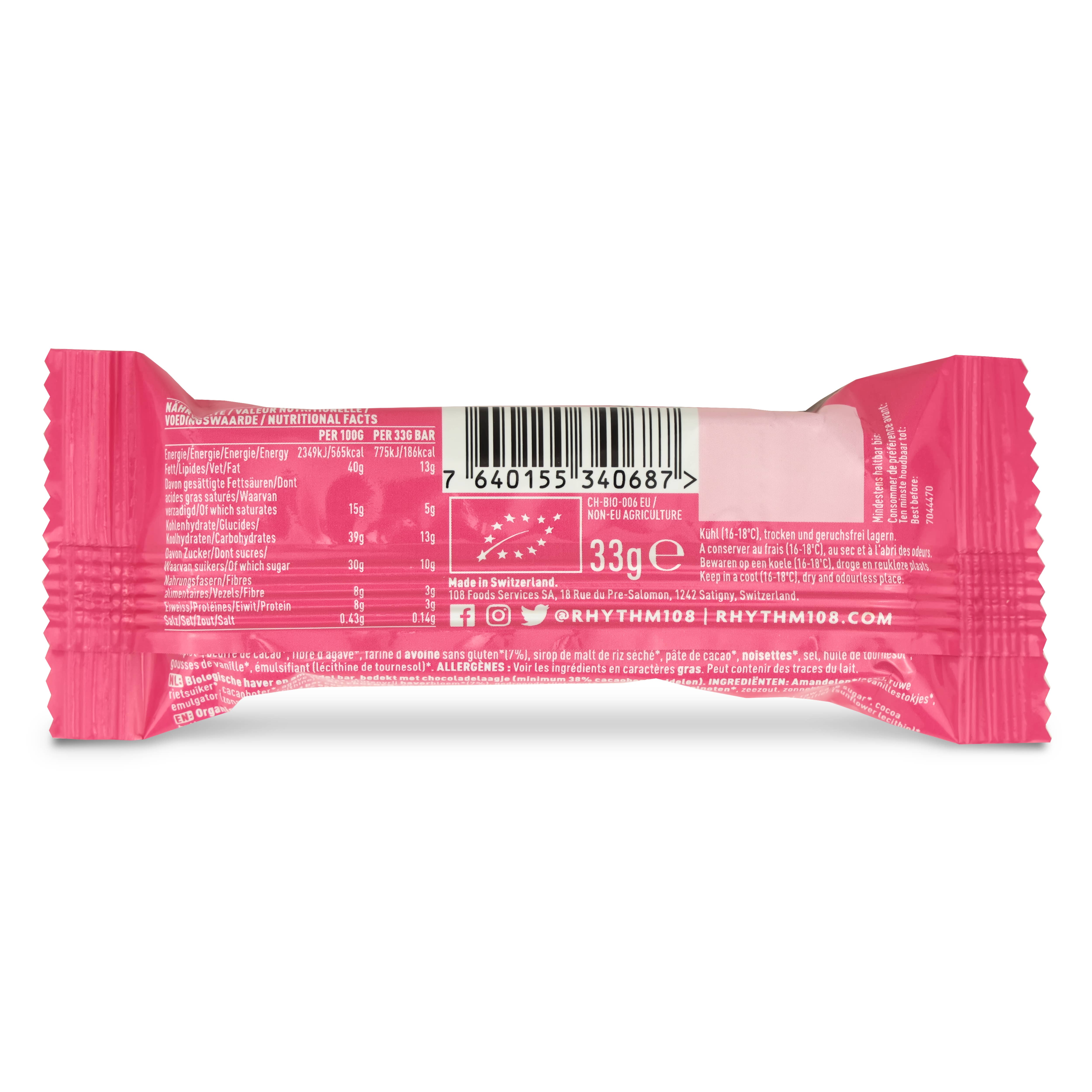 Rhythm108 - Vente Barre chocolatée - Barre vegan amandes et sel de mer au chocolat m’lk 33 g7