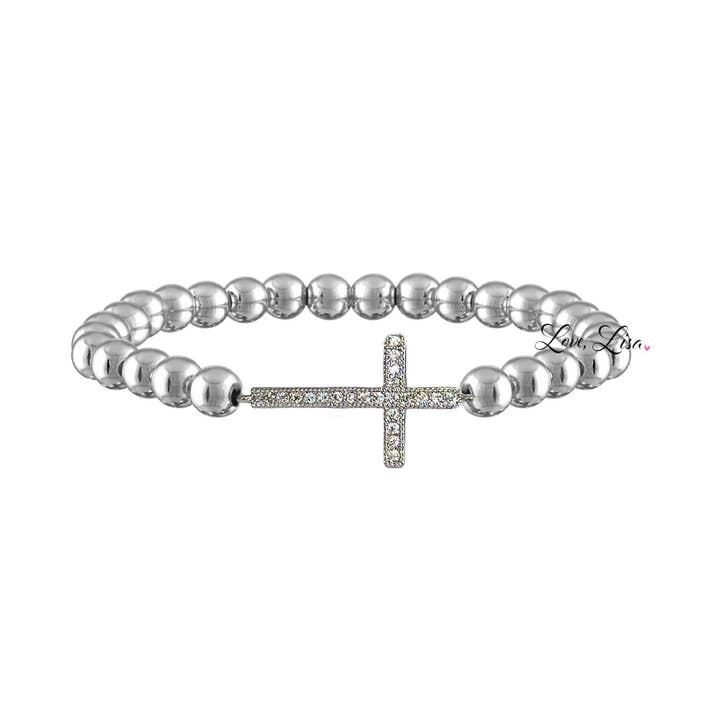 Love, Lisa - Wholesale Beaded Bracelet - Catholic Cross Stretch Diamond Beaded Bracelet