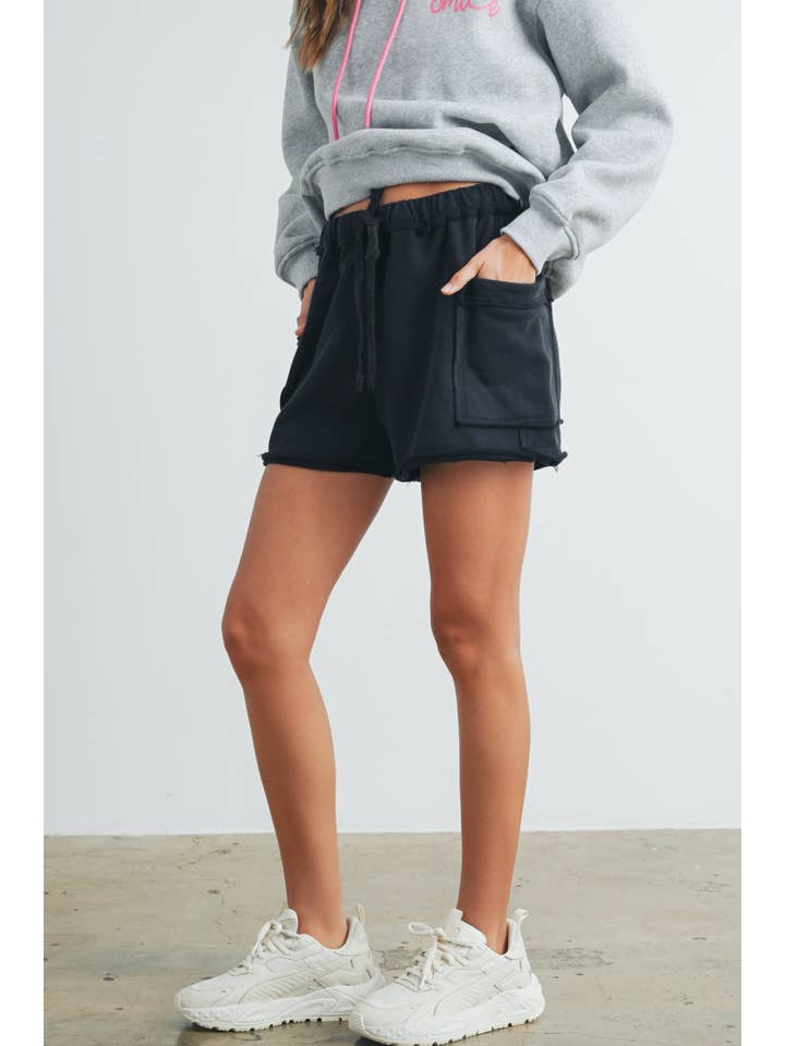 BUTTERMELON – wholesale Lounge shorts – Women's – Washed French Terry Drawstring Jogger Shorts - BMP73087