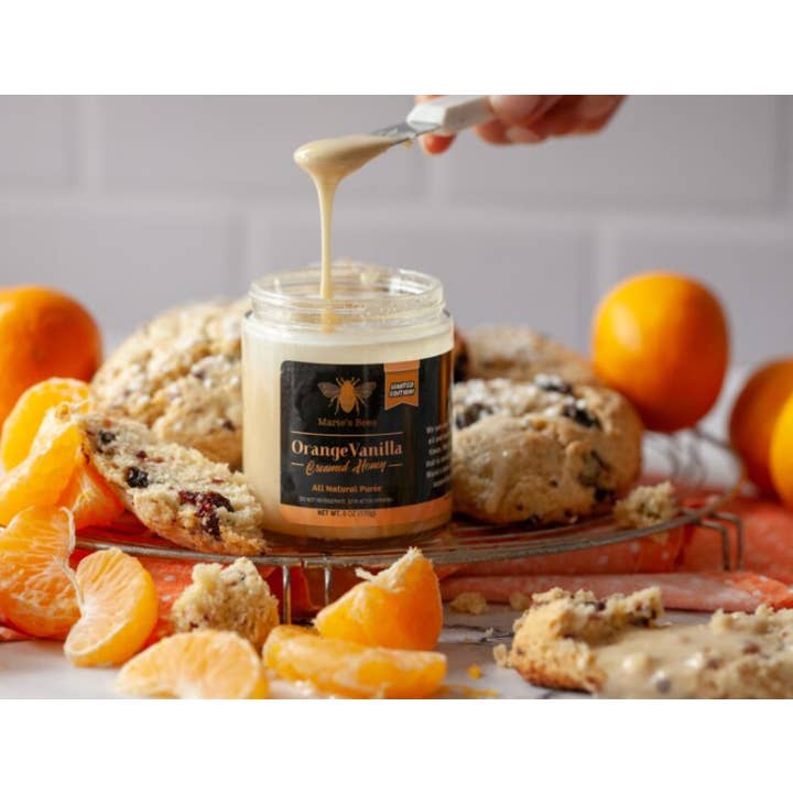 Orange Vanilla Creamed Honey for wholesale by Marie's Bees