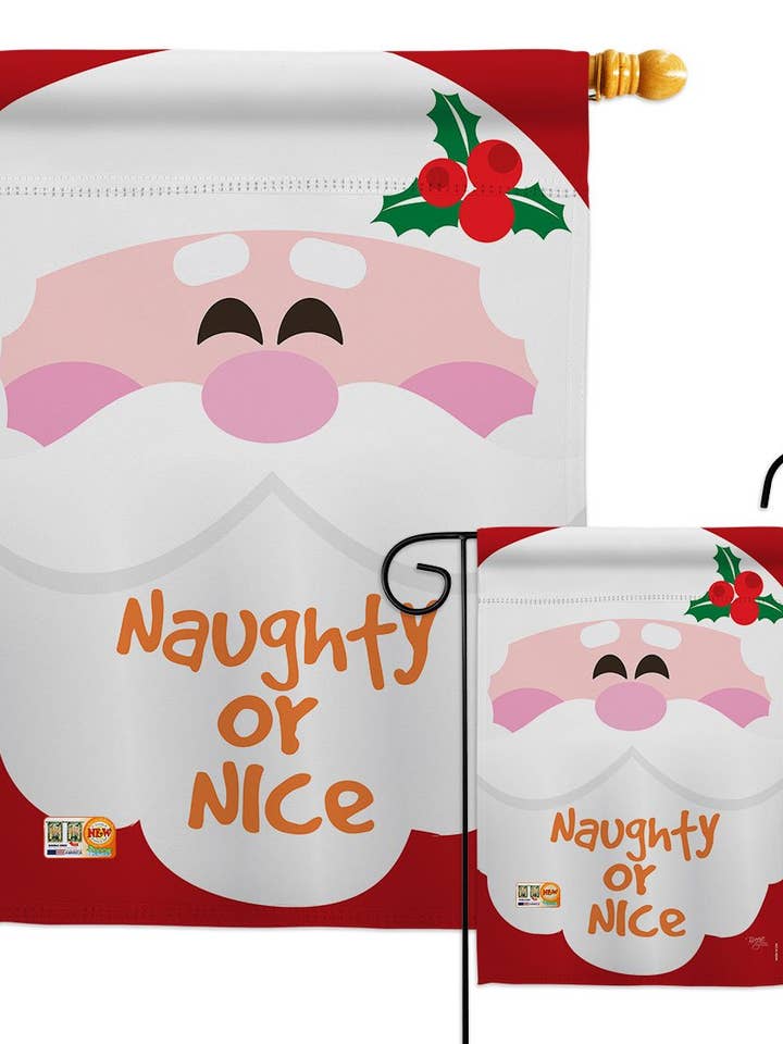 Naughty Or Nice Wintertime Christmas Decor Flag for wholesale by Two Group Flag Co
