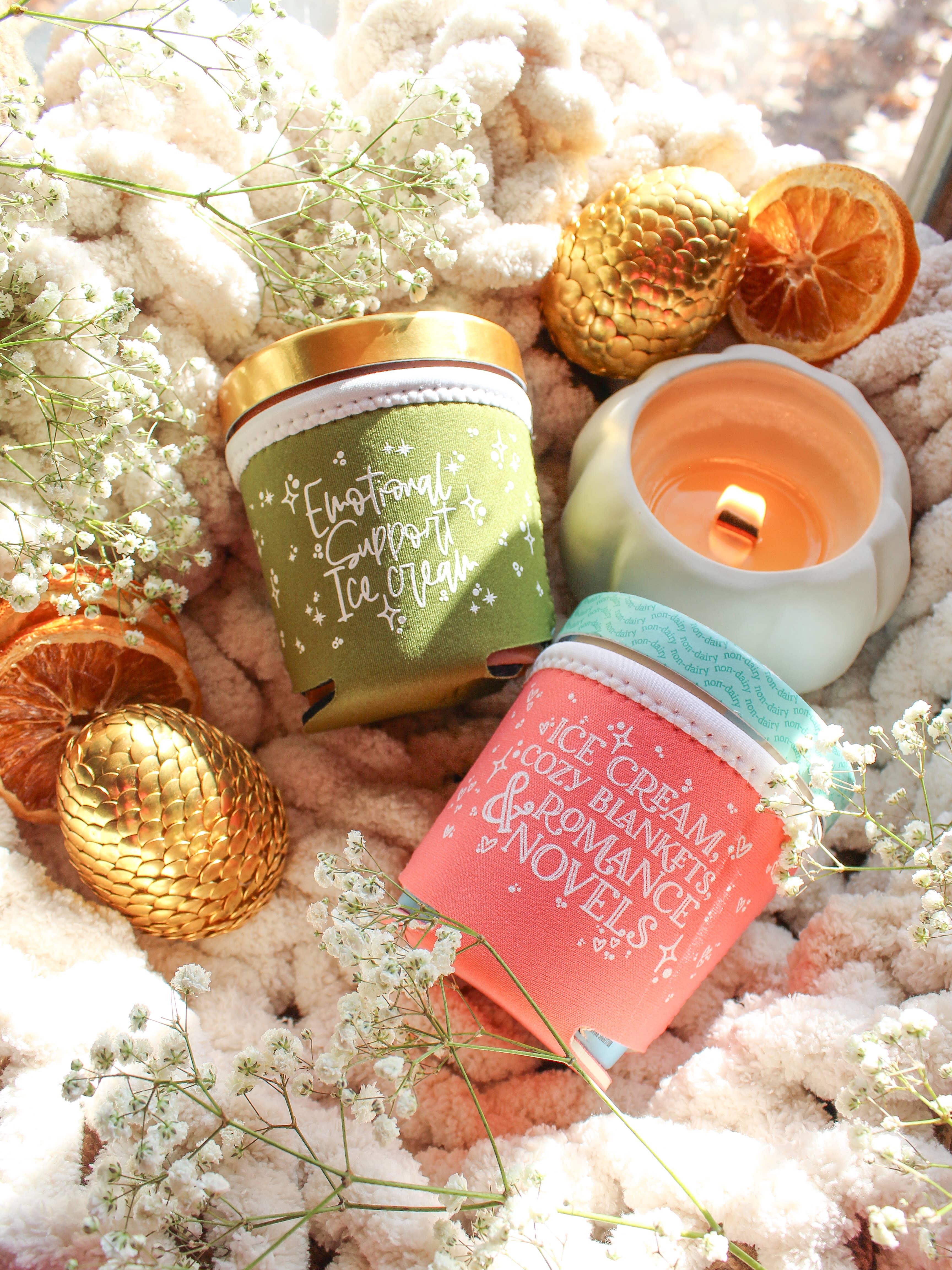 Meaggie Moos - Wholesale Drink Huggers & Koozies - Ice Cream Pint Sleeve | Emotional Support Ice Cream | Green5