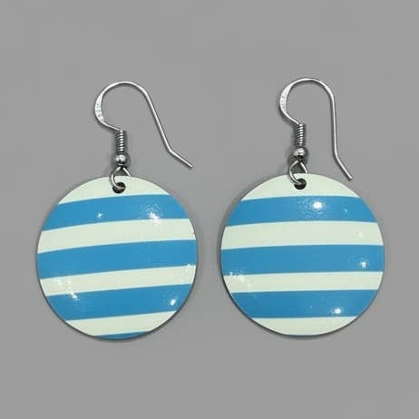 Boucles d'oreilles à rayures bleu clair côtier pour la vente par Rachel Stowe Jewellery