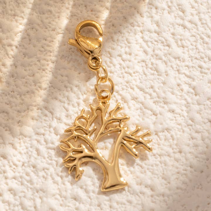 COSMOS - Wholesale Individual Charm/Pendant - Golden Tree of Life Charms Stainless Steel Spiritual Jewelry0