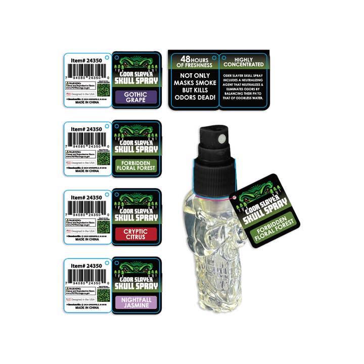 Novelty Brands - Wholesale Air Freshener - Smokezilla Air Freshener Odor Slayer Skull Spray- 12/Display2