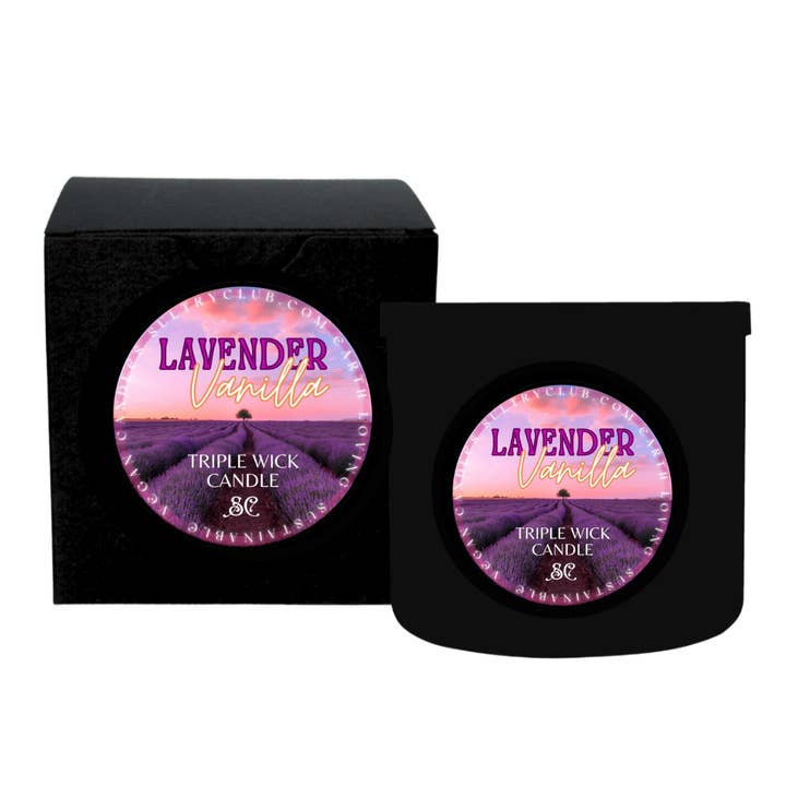 Our Lavender Vanilla Vegan Candle for wholesale by SULTRY CLUB CANDLES