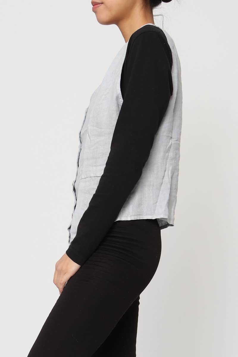 LÉA & LUC - Wholesale Button Down Shirt - Women's - Sleeveless shirt in 100% Linen REF. 51462