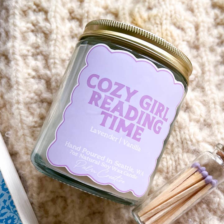 Palm Creative - Wholesale Jar/Filled Candle - Cozy Girl Reading Time Candle0