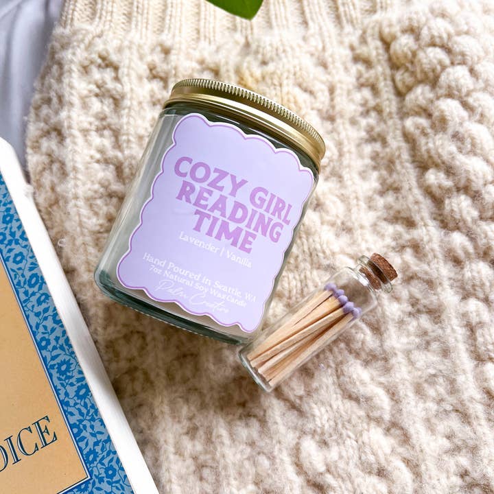 Palm Creative - Wholesale Jar/Filled Candle - Cozy Girl Reading Time Candle