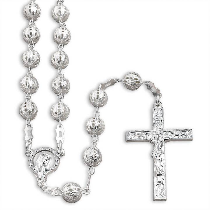 Rosary Silver Finish Filigree Beads for wholesale by RM Trading