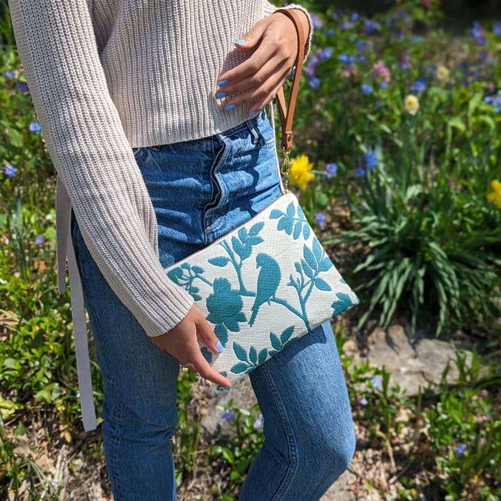Ash & Rose - Wholesale Clutch Bag - Women's - Bird Silhouette Wristlet Purse Leather Strap Printed Clutch3