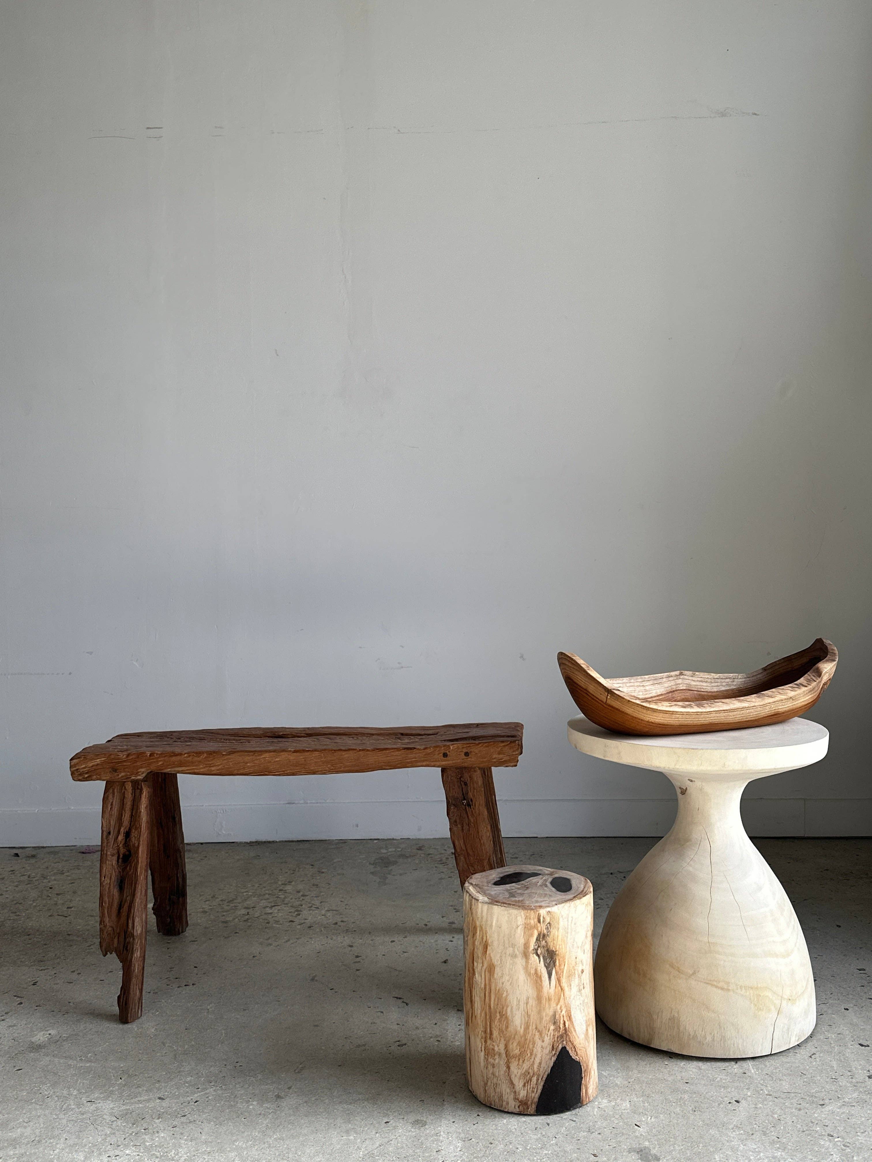 Office Objets - Wholesale Bench - Small organic bench in upcycled Asian teak quadripod openwork seat - Matahari17