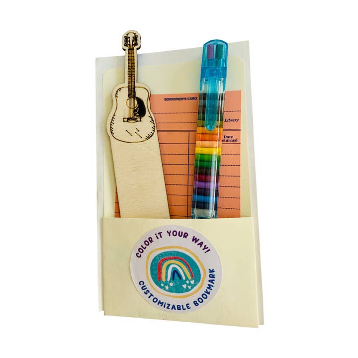 Guitar DIY Color Your Own Wooden Bookmark for wholesale by Sadie’s Moon