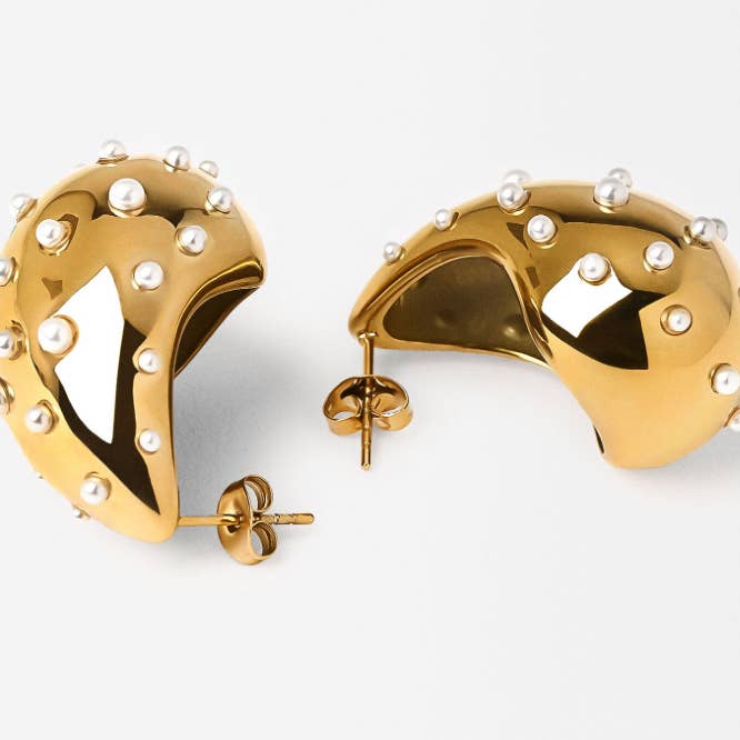 HoopLa - Venta al por mayor Pendientes de aro - Icono Gota de Lágrima-Acero Inoxidable y CZ12