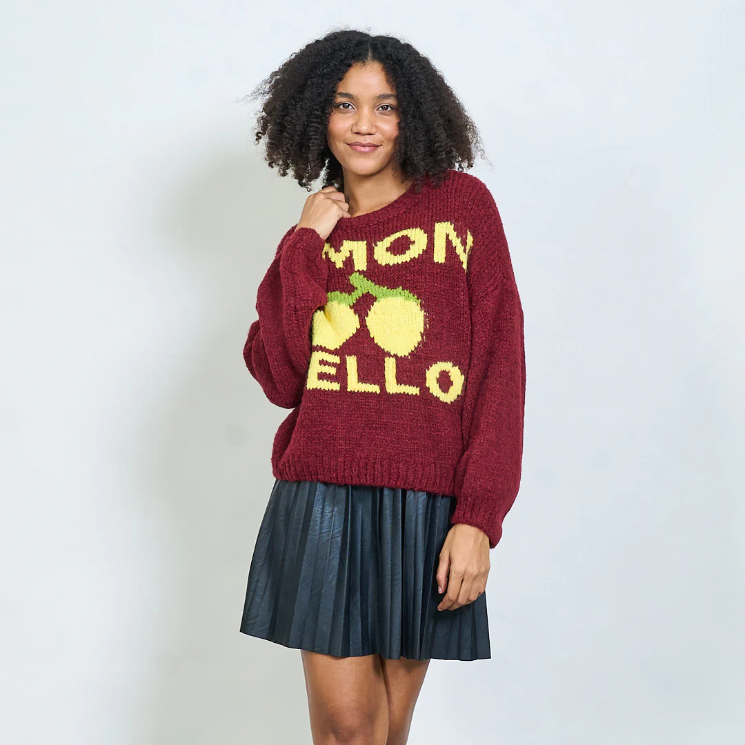 AMELÉ - Wholesale Knit Sweater - Women's - Soft knit sweater with lemon embroidery2