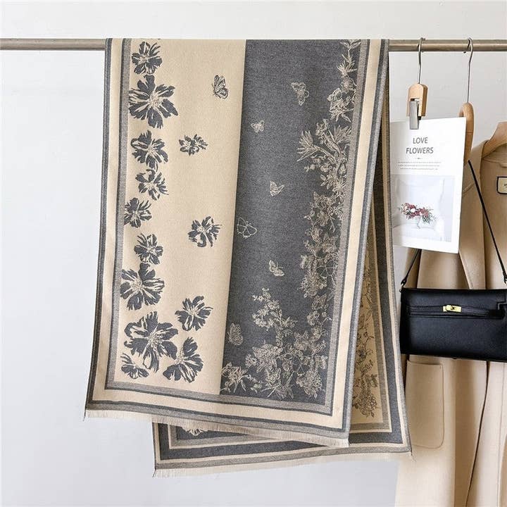 Ekartini - Wholesale Scarf - Women's - Women's Double-Sided Camellia Scarf Chanel-Style Elegant Warm Neck Warmer Shaw3