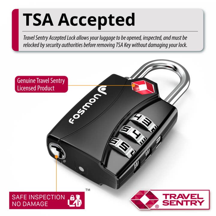 Fosmon - Wholesale Luggage Lock - TSA 3-Digit Combination Luggage Lock with Alert Indicator2