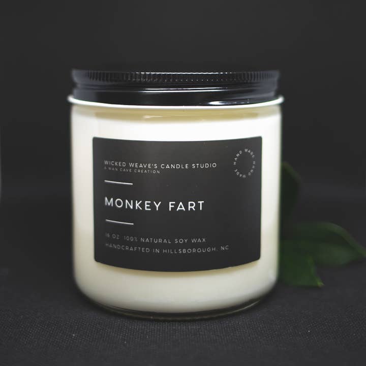 Wicked Weave’s Candle Studio - Wholesale Jar/Filled Candle - Monkey Fart Soy Wax Candle (4 Size Options)