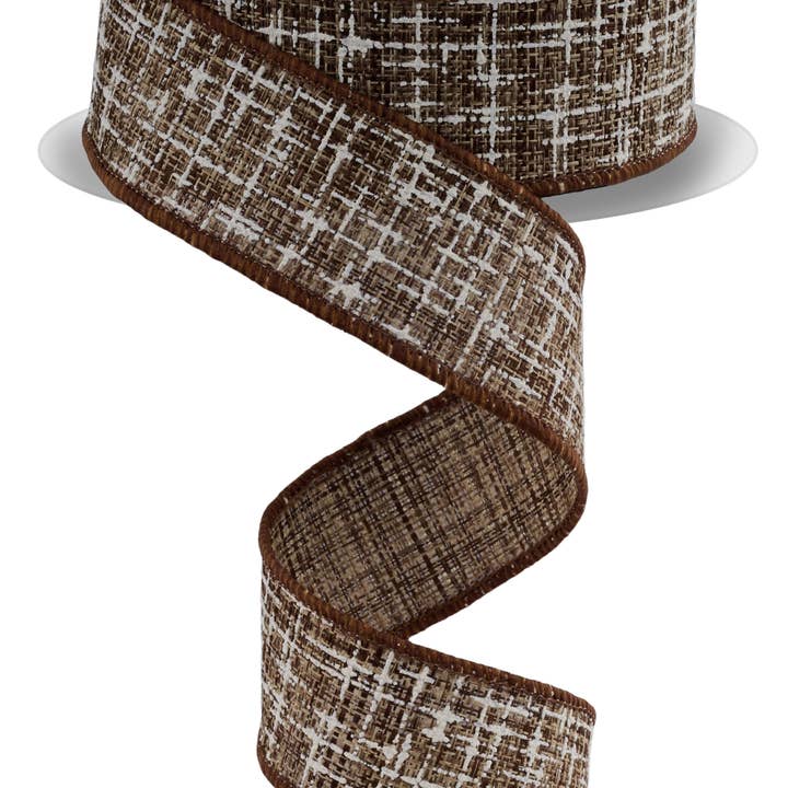 1.5"X10Yd Knit Look Texture Dk Brown/Ivory RGF1692M5 for wholesale by DecoExchange