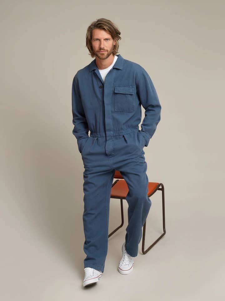 Hombres-caldera-azul-algodón-sarga para venta al por mayor de House of Minimus