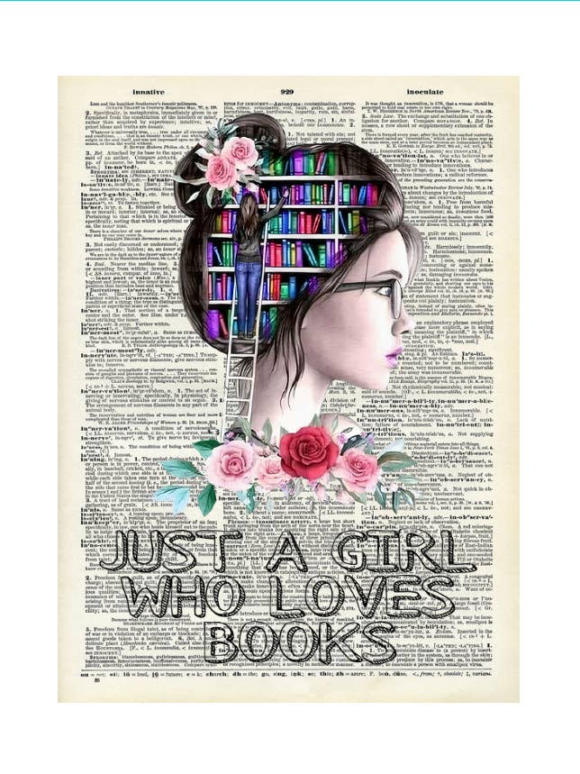 Stampe di dizionario vintage, senza cornice, solo una ragazza che ama Boo per la vendita all'ingrosso da parte di Crazilyhumbledesigns