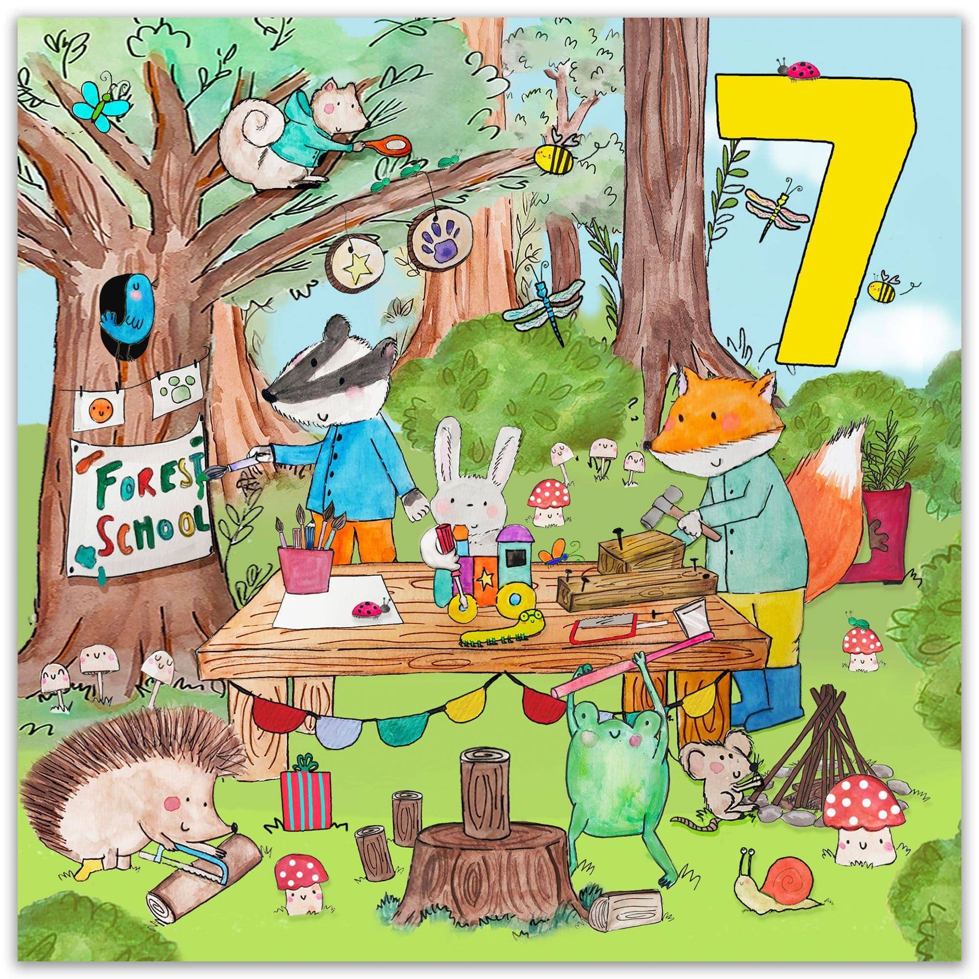 Twizler Ltd – wholesale Birthday card – Age 7 Birthday Card - 7th - Forest School1