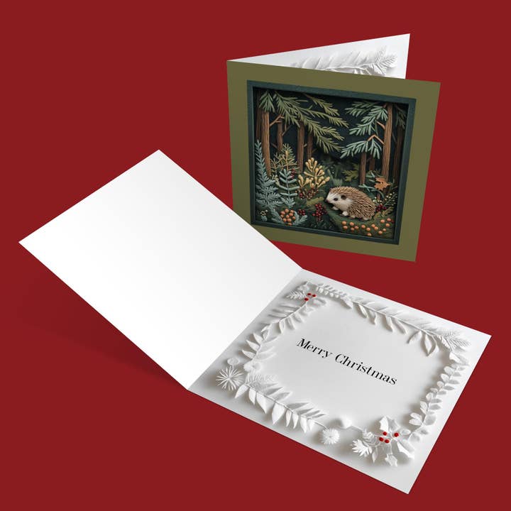Good Post Day – wholesale Christmas card – Deep Forest Hedgehog 2D Printed Shadow Box Card6
