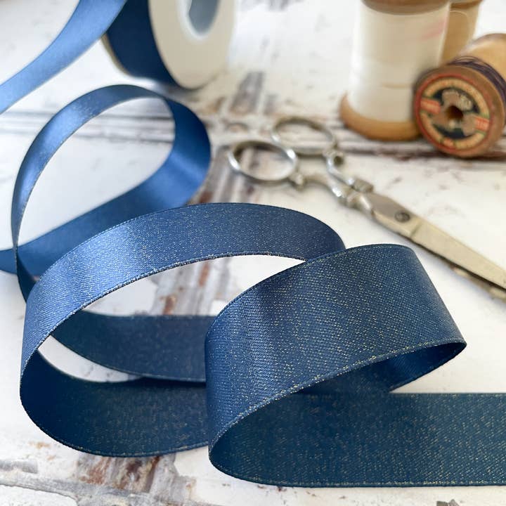 22mm Navy Sparkle Ribbon - 10 Meter Roll for wholesale by Imaginediy