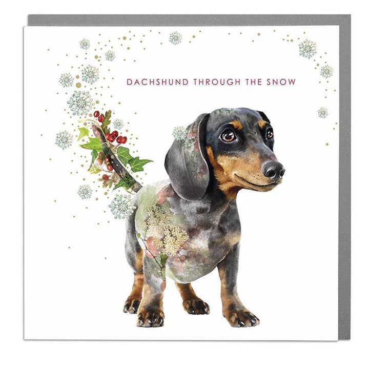Dachsund Christmas Card for wholesale by Lola Design Ltd