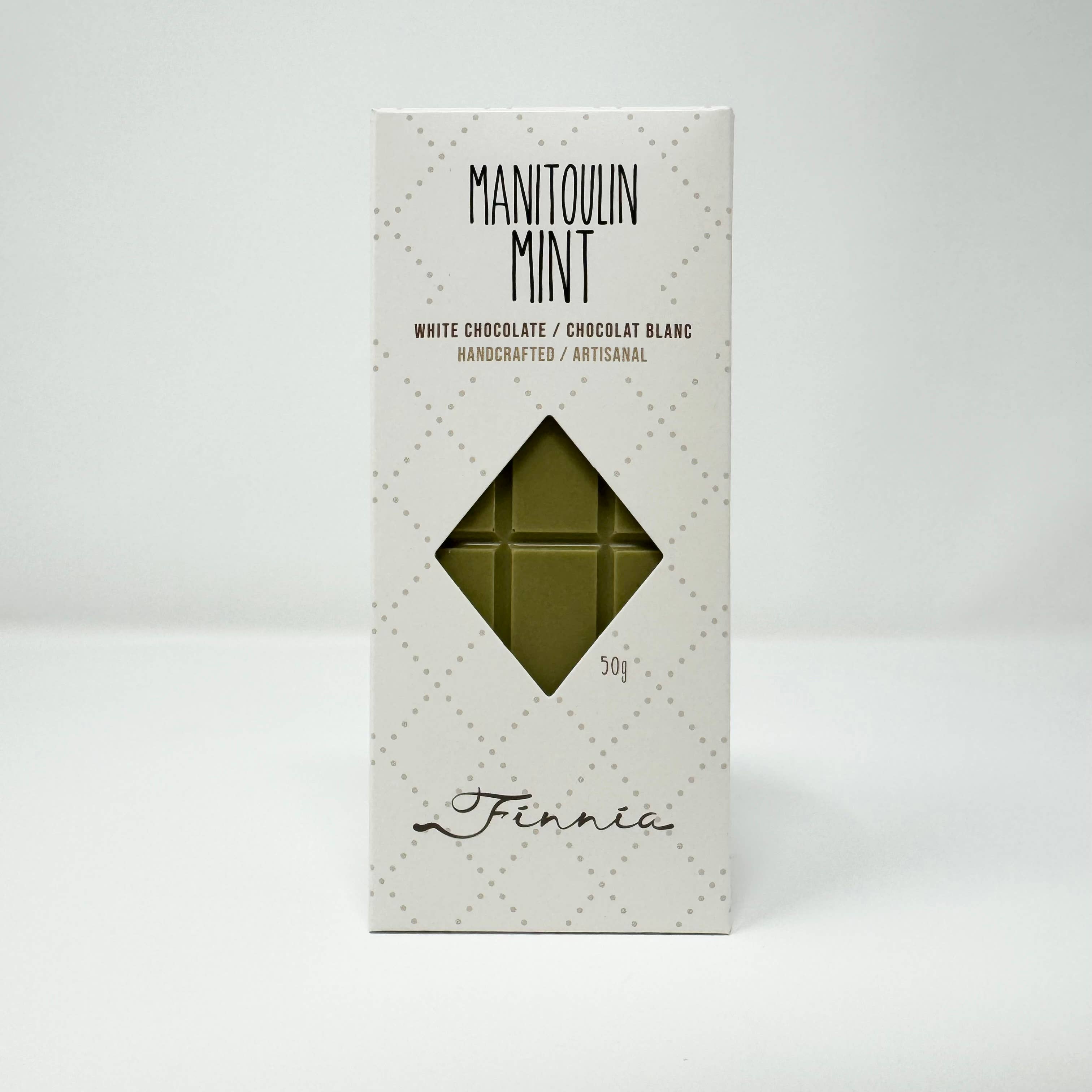 Finnia Chocolate and Cacao - Wholesale Chocolate bar - Manitoulin Mint White Chocolate Bar, Bean to Bar