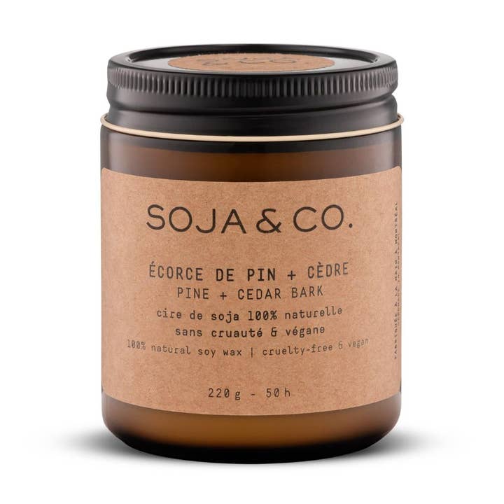 SOJA&CO.® - Wholesale Jar/Filled Candle - Soy Wax Candle | Pine + Cedar Bark0