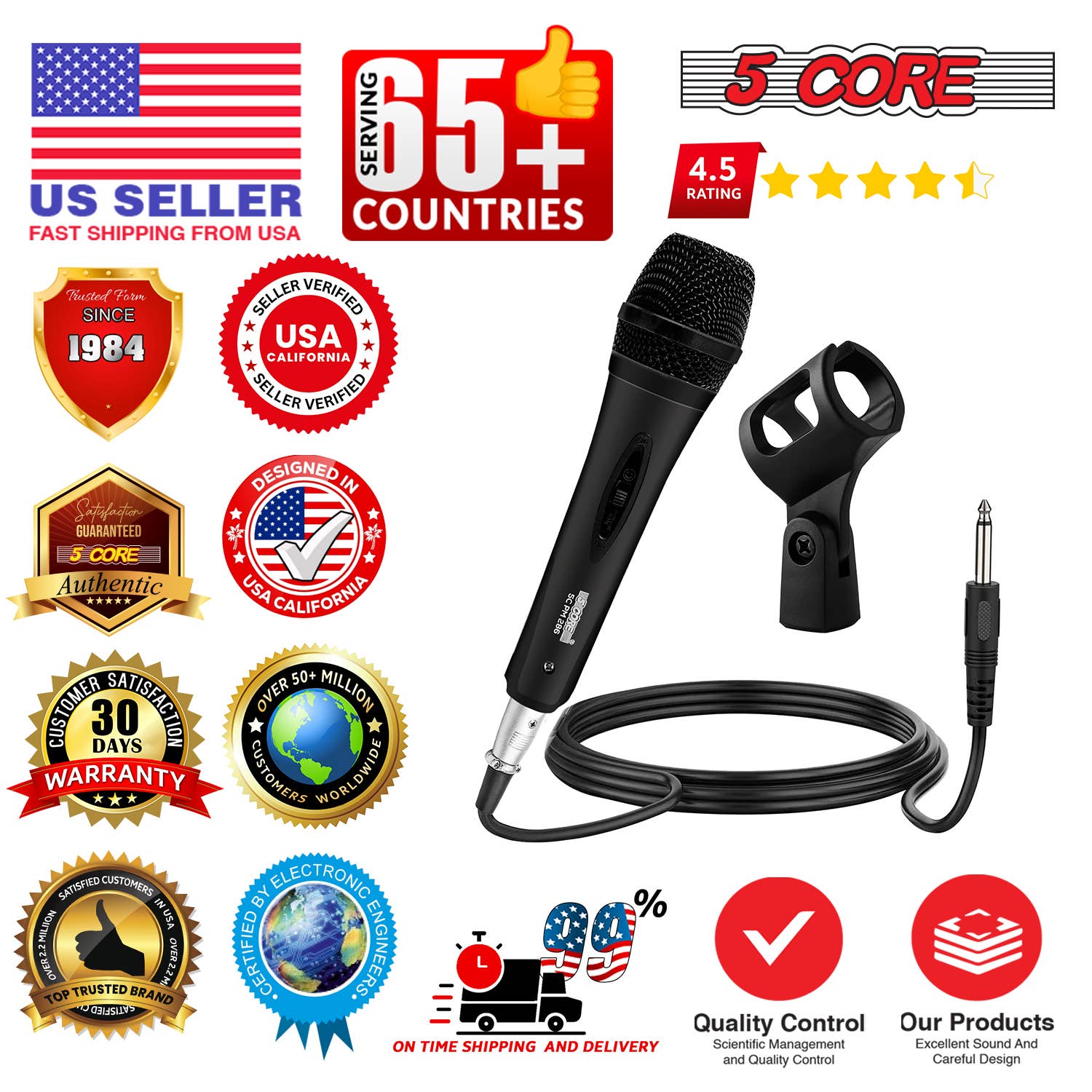K Cube Inc - Wholesale Musical Instrument - 5 Core Dynamic Mic Wired Handheld XLR Microphone11