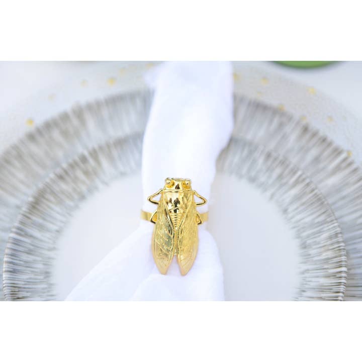 AULICA - Wholesale Napkin Ring - Set of 4 golden cicada napkin rings1