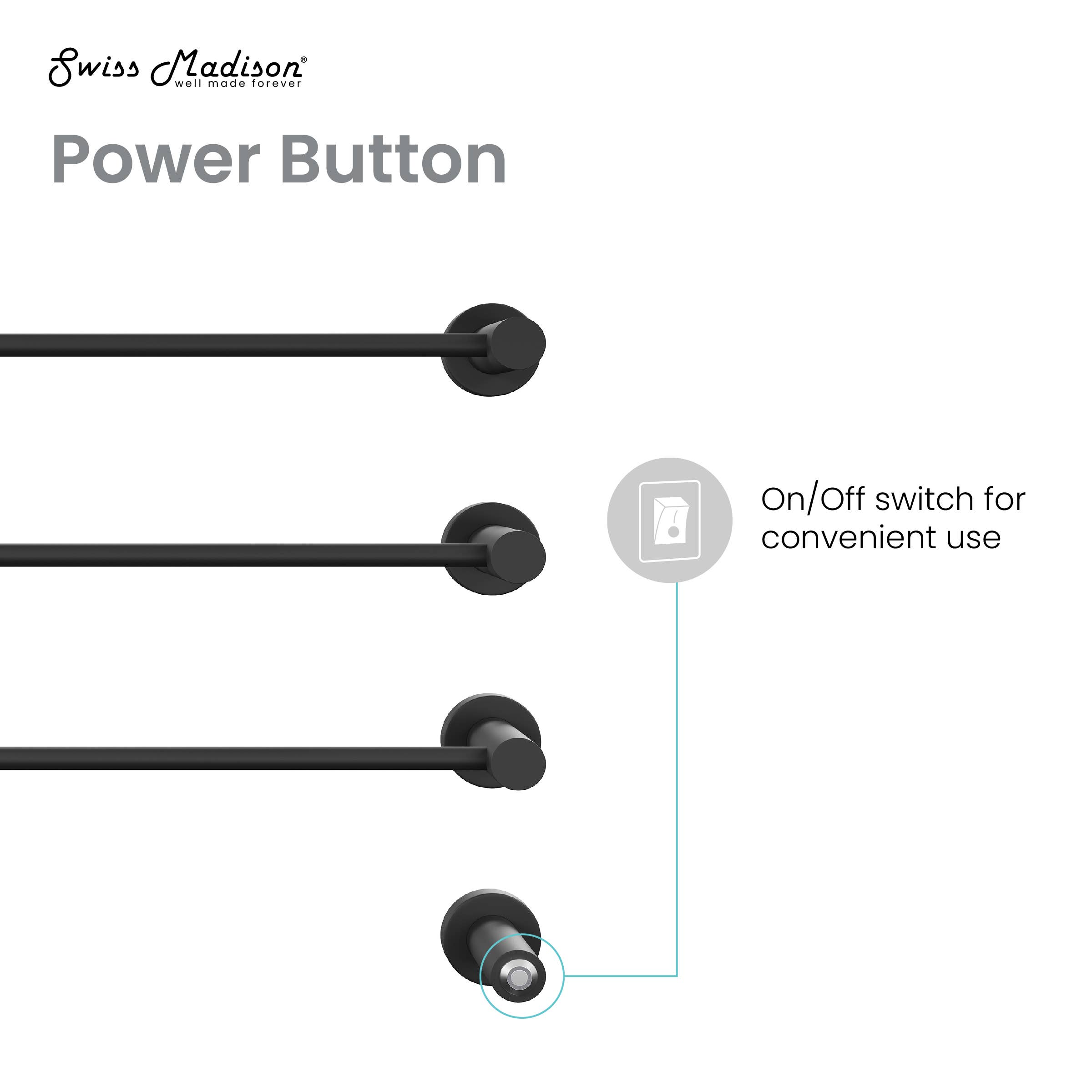 Swiss Madison - Wholesale Towel Holder/Hanger - Claire 3-Bar Electric Towel Warmer in Matte Black5