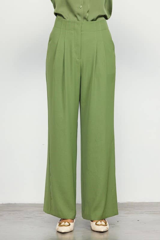 SKIES ARE BLUE - Wholesale Pants - Women's - Recycled Pintuck Wide Leg Pants
0