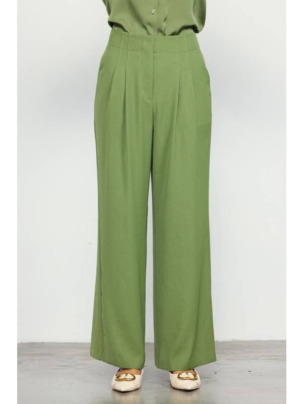 SKIES ARE BLUE - Wholesale Pants - Women's - Recycled Pintuck Wide Leg Pants