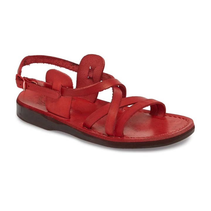 Tzippora - Leather Strappy Slingback Sandal | Red for wholesale by Jerusalem Sandals