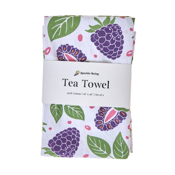 Tea Towels for a Cute Kitchen – Blackberry Harvest (Set of 2) | 100% Cotton, Absorbent & Eco-Friendly for wholesale by Sparkle Being