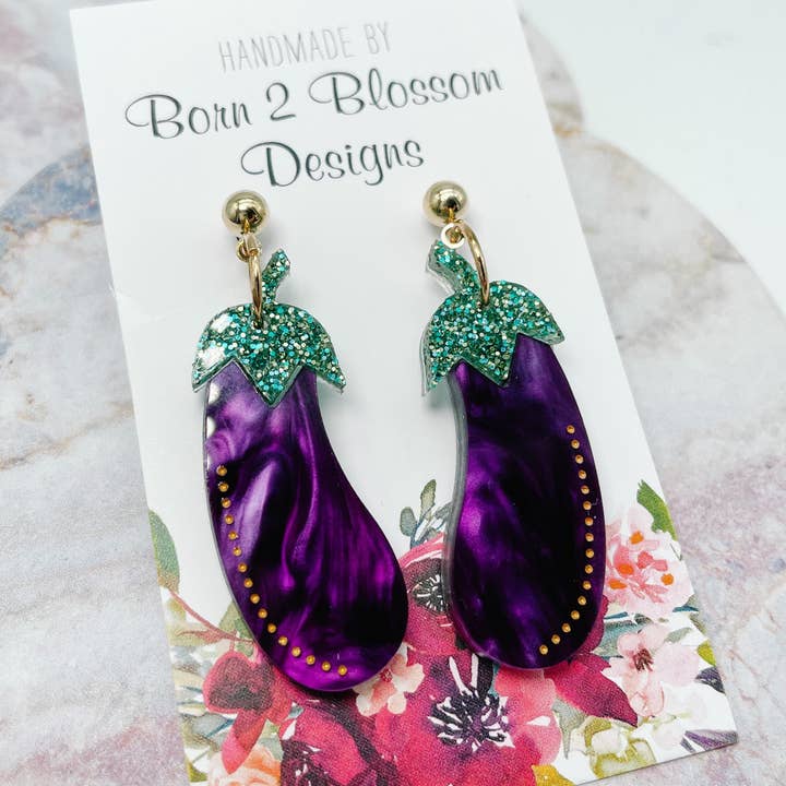 Eggplant Dangles for wholesale by Born 2 Blossom Designs