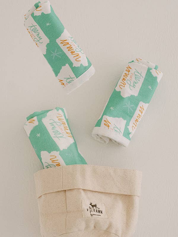 Teeny Tiny Iowan - Set of 3 Muslin Burp Cloths, Gift Set for wholesale by Doe A Deer