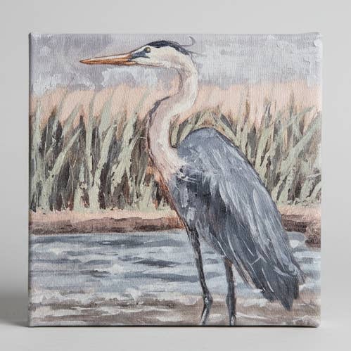 Beach home decor, Crane canvas art print, Coastal wall art for wholesale by Rustic Nester