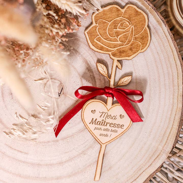 Ourson Câlin - Wholesale Artificial Flowers - Wooden rose to offer - Thank you, Teacher1