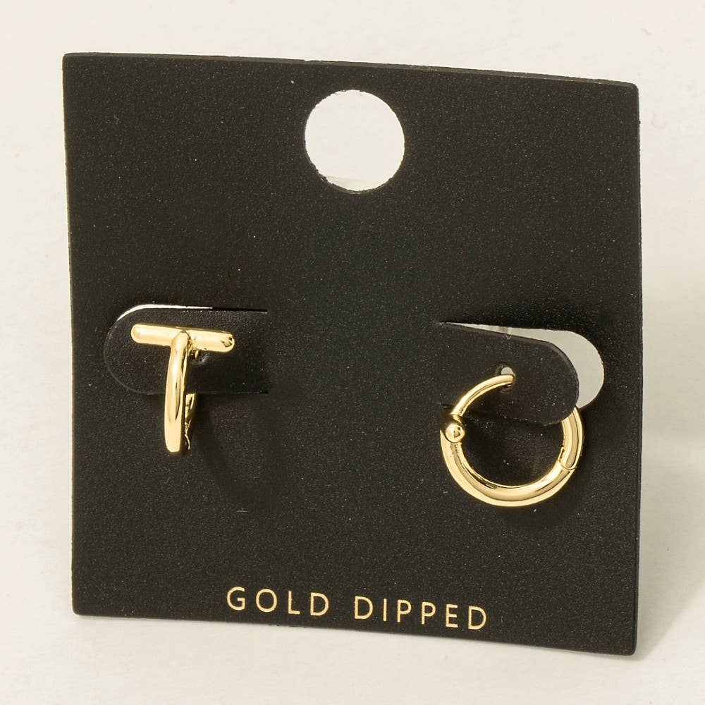 Fame Accessories – wholesale Hoop-örhängen – Guldpläterade miniörhängen med initialbokstav16