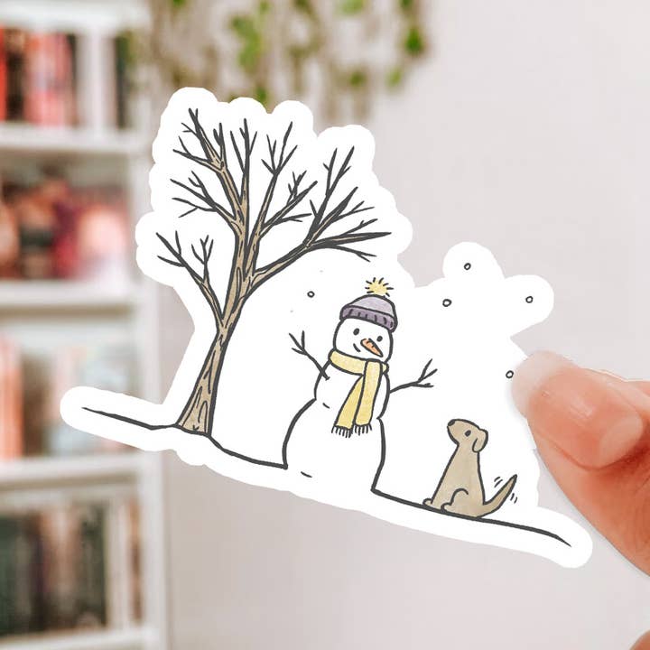 Snowman and Puppy Sticker for wholesale by Oats & Honey