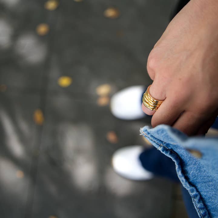 VUE by SEK - Wholesale Band/Stacked Ring - gold echo ring stack3