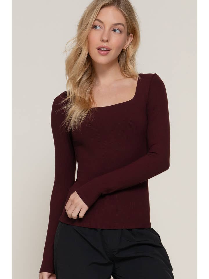 Active Basic | Active USA - Wholesale Knit Top - Women's - Long Sleeve Square Neck Double Layer Ribbed Knit Top20