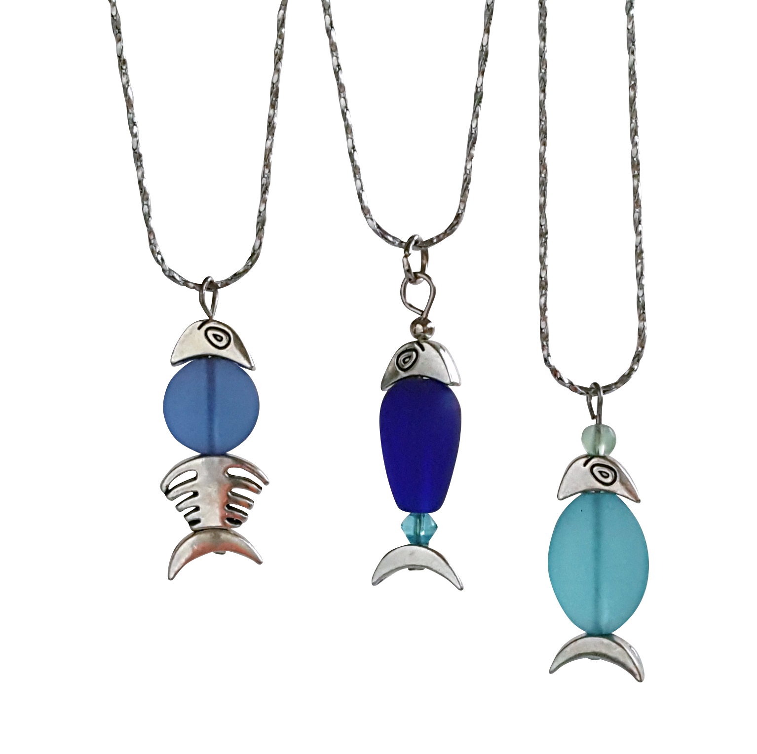 Snazzy and Co - Wholesale Pendant/Charm Necklace - Beach Glass Petite Fish Necklace1
