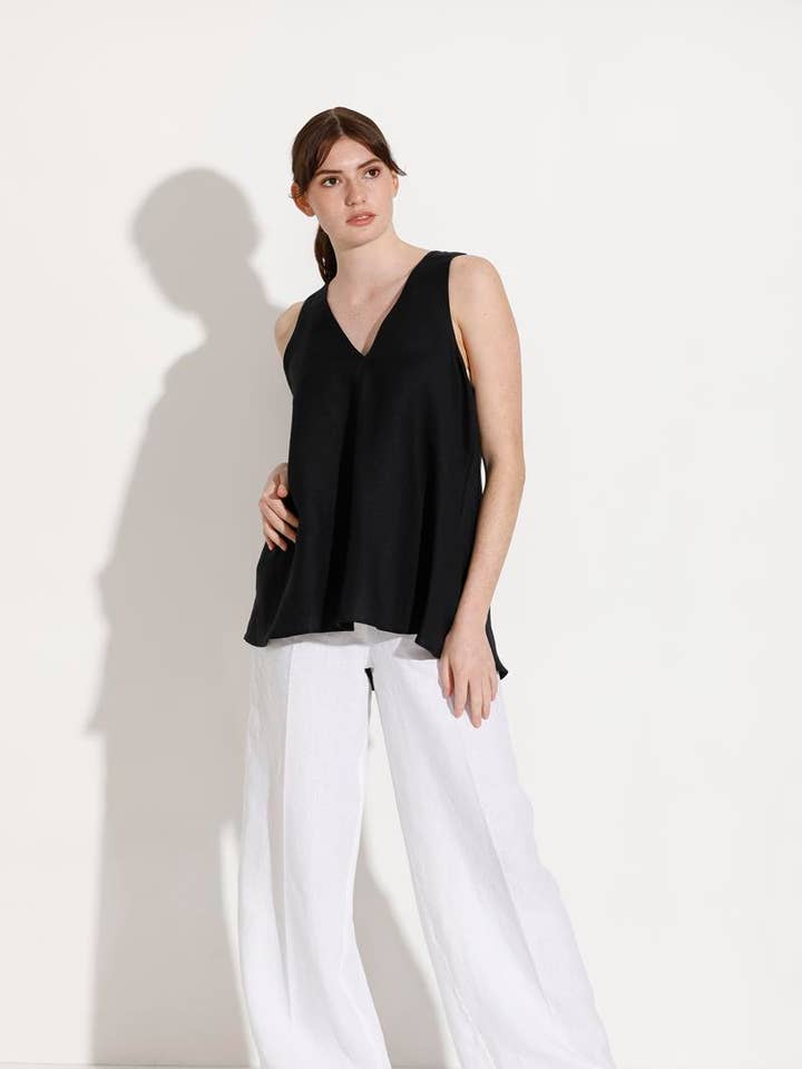 Kiama - Blue Poles- Linen Top - Australian Made for wholesale by Tale the Label