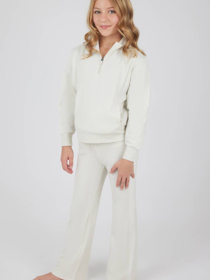 90 Degree by Reflex & Yogalicious - Wholesale Lounge Set - Kids - Girls Confetti Half Zip Pullover and Flare Set2