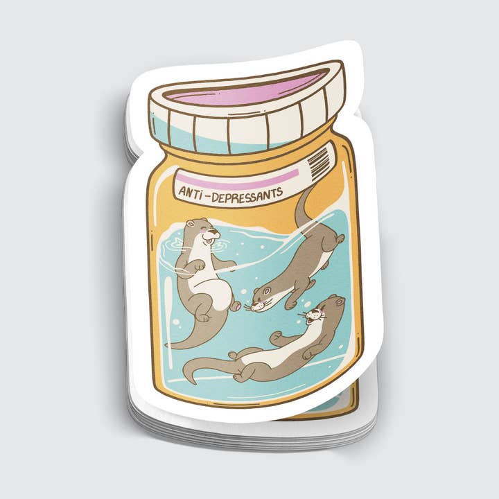 Medicijnsticker voor Otter antidepressiva - 3" voor wholesale door Mimic Gaming Co